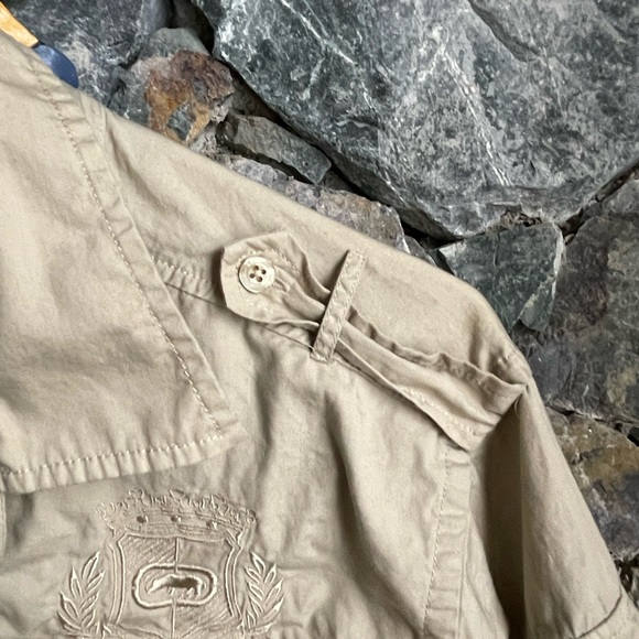 Ecko Unlimited Button down Shirt khaki with embroidered back logo size M - Picture 4 of 9